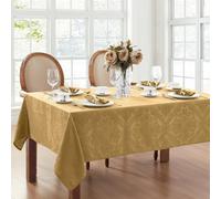 Mantel de tela damasco Elegance Caiden de Elrene Home Fashions, cuadrado, dorado, 132 x 132 cm