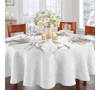 Mantel de tela damasco Elegance Caiden de Elrene Home Fashions, ovalado, blanco, de 152 x 213 cm