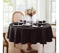 Mantel de tela damasco Elegance Caiden de Elrene Home Fashions, ovalado, negro, 152 x 213 cm