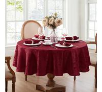 Mantel de tela Elrene Home Fashions Caiden Elegance Damask, resistente al agua, a las manchas y a las arrugas, redondo, de 187 cm, color ar?ndano