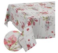 Mantel de tela textil lavable, mantel de algodón, poliéster, bayas, redondo, 120 cm, para interior y exterior