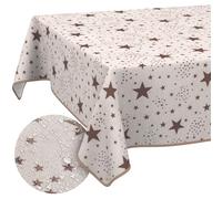 Mantel de Tela Textil Lavable, Mantel de algodón, poliéster, Estrellas, Redondo, 140 cm, para Interior y Exterior