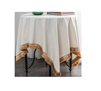 Mantel de Terciopelo Mantel de terciopelo todos los tamaños, caminos mesa, decoración bodas, comedor, banquete, fiesta, mantel con flecos(White,180X180cm)