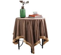 Mantel de Terciopelo Mantel de terciopelo todos los tamaños, caminos mesa, decoración bodas, comedor, banquete, fiesta, mantel con flecos(Brown,180X180cm)