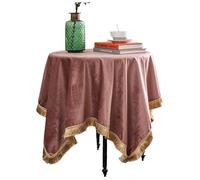 Mantel de Terciopelo Mantel de terciopelo todos los tamaños, caminos mesa, decoración bodas, comedor, banquete, fiesta, mantel con flecos(Pink,140X140cm)