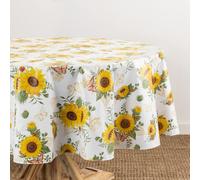 Mantel de vinilo Elrene Home Fashions con estampado floral vintage, resistente al agua y a las manchas, con reverso de franela, de 187 x 187 cm.