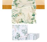 Mantel Floral Pastoral - 20 Piezas de Tela de Eucalipto, Decoración del Hogar y Fiestas, Estilo Pastoral Con Estampado de Plantas