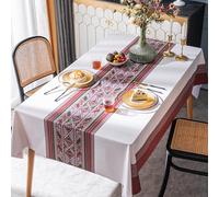 Mantel impermeable de PVC rojo de 90 x 150 cm para mesas rectangulares, lavable, se limpia con un paño, ideal para uso al aire libre, restaurante, banquete y jardín