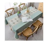 Mantel impermeable para exteriores, 140 x 200 cm, diseño geométrico, estilo rústico, para jardín, lavable, protector de mesa de comedor en azul y verde