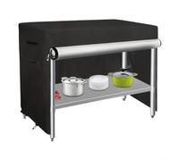 Mantel impermeable para mesa de preparación al aire libre con acceso dividido para almacenamiento de carrito de parrilla, tela Oxford 210D resistente, ajuste seguro con cordones ajustables y rejillas