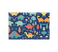 Mantel Individual Aislante de 30 x 45 cm con Estampado de Dinosaurios Jugando, Grueso y Resistente al Calor, Apto para cocinas y mesas de Banquetes.
