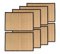 Mantel individual BambooMN con listones de bamb y borde de tela - Estampado en color liso - 44,5 x 30,5 cm - Marr n con borde negro (8 unidades)