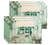 Mantel individual clásico para bicicleta, color verde botánico para mesa de comedor, primavera y verano, antideslizante, lavable, para interiores y exteriores, cocina, fiesta, juego de 6