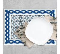 Mantel Individual de 4 Piezas de plástico Lavable Made in Italy 48 x 33 cm Color Tile Carpet Manteles Individuales de Mesa PVC para Desayuno y merienda Antimanchas, Antideslizante e ignífugo