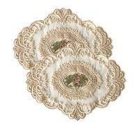 Mantel Individual de Encaje Estilo francés Retro, tapetes de Encaje Bordados para Mesa, tapetes de Ganchillo, tapete para jarrón, 29x36cm, 2 uds.
