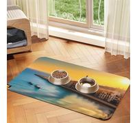 Mantel individual de piel absorbente Sunset in Barcelona para mascotas, 40 x 60 cm, bonito diseño para gatos y perros, almacenamiento portátil