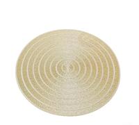 Mantel individual de PVC dorado de 38 cm, posavasos redondo resistente al calor con diseño de círculo concéntrico antideslizante, tapete de cena de lujo con acabado metálico para mesa de comedor de