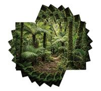 Mantel Individual de Selva Tropical Helechos forestales, 4 PCS Manteles Individuales Verano, Manteles Individuales Tela Lavables, Tischdekorationen für Küche, Fest, Hochzeit（Verde Oscuro）