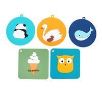 Mantel Individual de silicona de 5 uds, posavasos con animales de dibujos animados bonitos, manteles resistentes al calor para la cocina del hogar