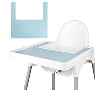 Mantel individual de silla alta, duradero de silicona, limpio e higiénico, adecuado para IKEA Antilop Highchai, para niños pequeños y bebés (azul claro)