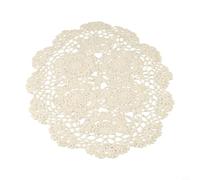 Mantel individual ovalado de algodón hecho a mano con encaje floral, decoración de comedor, color beige y blanco, 30 x 45 cm (beige)