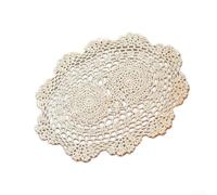 Mantel individual ovalado vintage a mano ganchillo algodón encaje blondas patrón floral para decoración de mesa de comedor estilo retro fresco hogar cocina lino color beige 25 x 35 cm (beige)