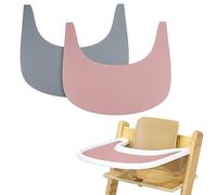 Mantel individual para silla alta, 2 piezas de silicona duradera para silla alta, accesorios de silla alta para Tripp Trapp, adecuado bandeja de silla alta para Tripp Trapp (gris/rosa)