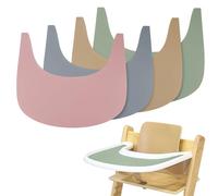 Mantel individual para silla alta, 4 piezas de silicona, limpio e higiénico, para Stokke, apto para bandeja de trona Stokke Tripp Trapp (rosa, gris, caqui y verde)