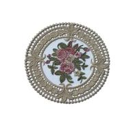 Mantel individual redondo con bordado de encaje, almohadilla aislante para decoración de escritorio, diseño de punto hueco para juegos de té