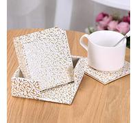 Mantel Individual Redondo de Cuero for Mesa, Impermeable, Aislante, 10 cm, Color Negro(11 Cm Gold Carving)