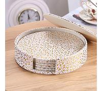 Mantel Individual Redondo de Cuero for Mesa, Impermeable, Aislante, 10 cm, Color Negro(18 Cm Gold Carving)