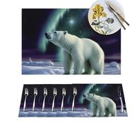 Mantel individual resistente al calor, diseño de osos polares, luces del norte, mantel individual antideslizante para cocina, escritorio, mesa de comedor