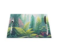 Mantel individual tejido, resistente al calor, fácil de limpiar, adecuado para fiestas al aire libre, decoración de cocina, accesorios de mesa, 12 x 18 pulgadas, estampado de helecho de cristal