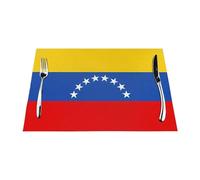 Mantel individual tejido, resistente al calor, fácil de limpiar, adecuado para fiestas al aire libre, decoración de cocina, accesorios de mesa, 12 x 18 pulgadas, impresión de la bandera de Venezuela