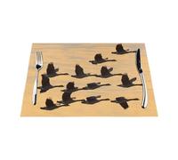 Mantel individual tejido, resistente al calor, fácil de limpiar, adecuado para fiestas al aire libre, decoración de cocina, accesorios de mesa, 12 x 18 pulgadas, impresión de gansos volando al sur
