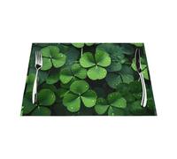 Mantel individual tejido, resistente al calor, fácil de limpiar, adecuado para fiestas al aire libre, decoración de cocina, accesorios de mesa, 12 x 18 pulgadas, estampado de hojas del día de San