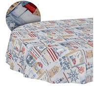 Mantel Lavable, Efecto Loto, fácil de Limpiar, de algodón y poliéster, Resistente a Las Manchas, para Exteriores, Ovalado, 220 x 140 cm