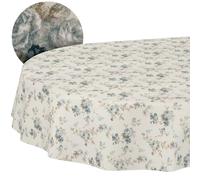 Mantel Lavable, Efecto Loto, fácil de Limpiar, de algodón y poliéster, Resistente a Las Manchas, para Exteriores, diseño de Rosas, Ovalado, 220 x 140 cm