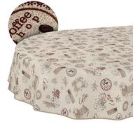 Mantel Lavable, Efecto Loto, fácil de Limpiar, de algodón y poliéster, Resistente a Las Manchas, para Exteriores, para jardín, café, Ovalado, 180 x 140 cm, con Ribete