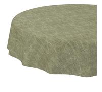Mantel lavable, mantel de lino y algodón, aspecto de lino, impermeable, fácil de limpiar, protección antimanchas, redondo, 140 cm, color verde oliva