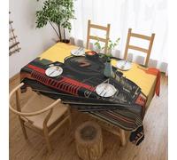 Mantel Locomotora De Vapor Negra Antigua, Paisaje Urbano Al Atardecer. Cubierta De Mesa Rectangular Manteles Fácil Limpieza Manteles para Mesa Fiestas Casa 137X183Cm