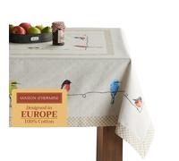 Mantel Maison d' Hermine 100 % algod n, 137 x 137 cm, lavable, cuadrado, decorativo, para cenas, buf s, fiestas y camping. Aves en alambre - Prim