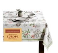 Mantel Maison d' Hermine 100 % algod n - Mantel cuadrado decorativo de 152 x 152 cm - Manteles lavables para comedor, hogar, estilo r stico y fie