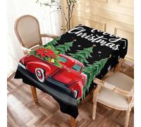 Mantel Mesa Camión Navideño Rojo Y Negro 137X183Cm Manteles Lavable Resistente Mantel para Exterior Decoración Sala De Estar