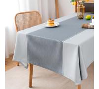 Mantel Mesa Rectangular Antimanchas Impermeable Lavable Azul Marino Gris Mantel Hule Vintage Toalha de Mesa Decorativo para Cocina Comedor Exterior Cumpleaños Buffet 140 x 190 cm