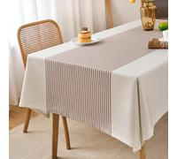 Mantel Mesa Rectangular Antimanchas Impermeable Lavable Blanco Marrón Mantel Hule Vintage Toalha de Mesa Decorativo para Cocina Comedor Exterior Cumpleaños Buffet 140 x 100 cm
