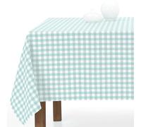 Mantel Mesa Redonda o Cuadrada 140x140 Cuadros Vichy - Repelente al Agua, Lavable y Decorativo - Diseño Moderno y Suave Tacto Tela - 60% Algodón (Cielo)