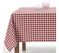 Mantel Mesa Redonda o Cuadrada 140x140 Cuadros Vichy - Repelente al Agua, Lavable y Decorativo - Diseño Moderno y Suave Tacto Tela - 60% Algodón (Rojo)