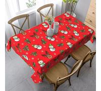 Mantel Muñeco De Nieve De Ciervos Rojo Navideño 137X183Cm Mantel Mesa Antimanchas Lavable Manteles Mesa para Sala De Estar Casa Jardín