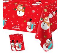 Mantel Navidad, Decoración de Mesa de Navidad, 130x220cm Grandes Rojo Mantel para Fiestas De Natale, Pupazzo di Neve Mantel Plástico De Navidad, Decorazioni per Le Vacanze di Natale e Invernali